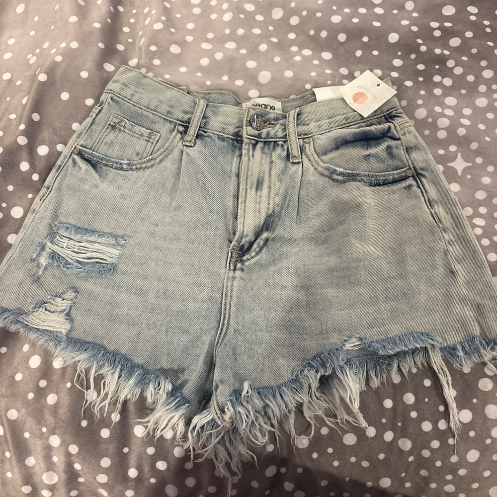 Blue Jean Shorts Distressed Frayed Hem
